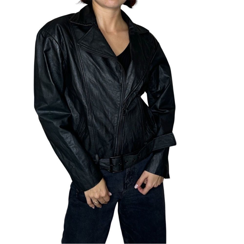 Alice + Olivia Cow Leather Moto Black Jacket Size M